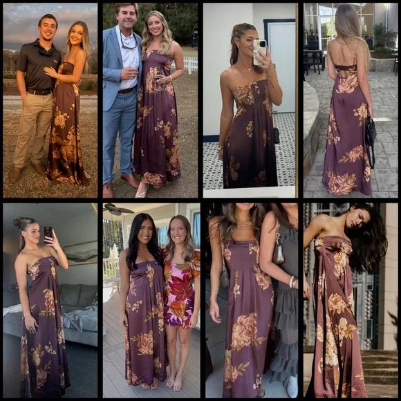 Free People Botanical Maxi Dress in Wine Combo - Picture 2 of 16